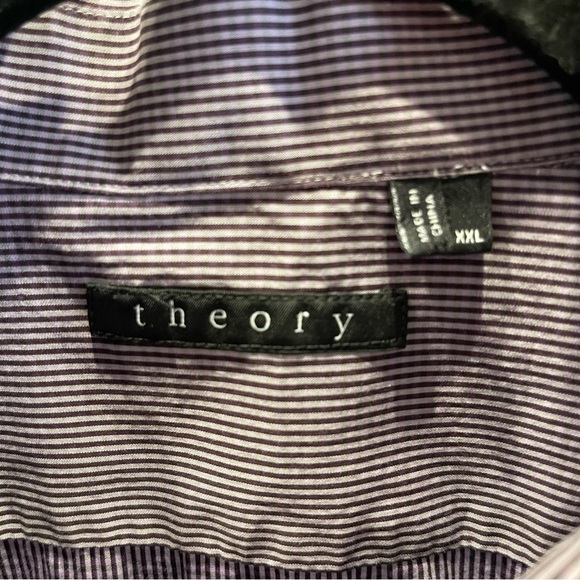 Bf: Theory Men’s Size XXL Purple Blue Gingham Button down Dress shirt - Picture 3 of 10